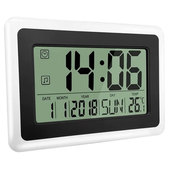 Цифровые часы A50I с календарем и температурой, будильник с большим ЖК-экраном с очень большими цифрами, легко читаемый и настраиваемый