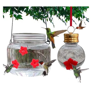 1 упаковка кормушки для птиц в каменной банке с отверстиями для подачи цветов Для наружного подвесного украшения двора и сада Простота установки и использования