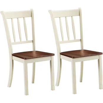 Набор из 2 обеденных стульев из массива дерева, Кухонный стул без подлокотников в фермерском доме со спинкой в виде граблей, Деревянные стулья для столовой Whitesburg
