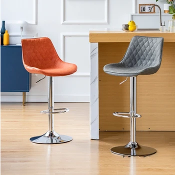 Современные простые подъемные барные стулья Вращающиеся барные стулья для кухонной мебели Из легкой роскошной бытовой ткани С высоким поворотным барным креслом