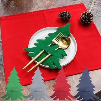 Рождественский чехол для столовых приборов, Нож, Вилка, Сумка для хранения, Рождественская Елка, украшение рождественской посуды, Рождественский декор navidad