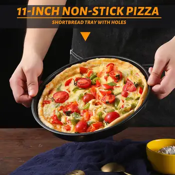 2 упаковки 11-дюймовых персональных перфорированных форм для пиццы Из углеродистой стали с антипригарным покрытием, легко моющийся противень для выпечки пиццы