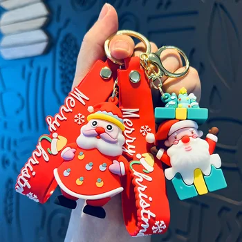 Творческий мультфильм милый подарок Санта Клаус Рождественская елка кулон Рождественский автомобиль брелок шарм оптом
