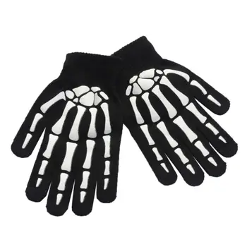 Унисекс Для взрослых и детей, зимние Велосипедные перчатки с полными пальцами, Хэллоуин, ужас, череп, коготь, скелет, противоскользящая резина на открытом воздухе