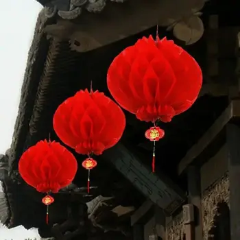 10шт Китайских Красных Фонариков 2024 Китайские Новогодние Украшения Весенний Фестиваль Свадебная Вечеринка Подвесные Фонари