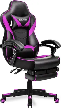 Компьютерное игровое кресло ELECWISH с подставкой для ног, геймерское кресло с высокой спинкой, большой размер, гоночный стиль, Эргономичный Регулируемый поворотный механизм