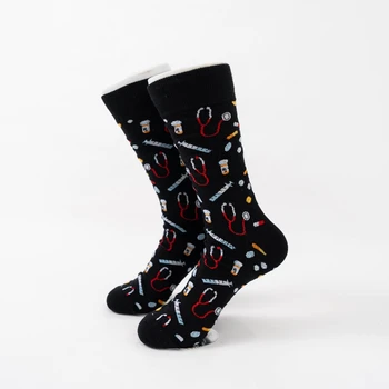 MYORED / 1 пара новых зимних носков с рисунком стетоскопа с маленькой игольчатой трубкой, трендовые мужские носки со средней трубкой