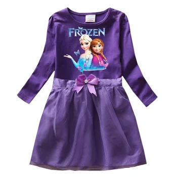 Детская одежда MINISO, весенне-осеннее новое платье для девочек из хлопка с героями мультфильмов, платье принцессы для замороженных девочек, сетчатая юбка