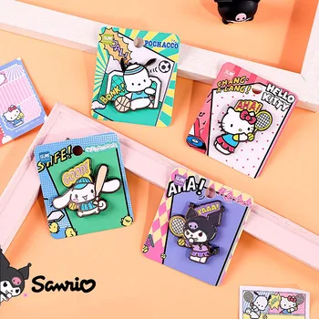 Аниме Kawaii Sanrio Брошь Hello Kitty Kuromi Cinnamoroll Pochacco Для девочек, Аксессуары из сплава, Украшение сумки, Подарок Оптом
