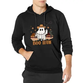 Толстовки на Хэллоуин в стиле Вестерн, Зимняя верхняя одежда Boo Haw, рубашка с капюшоном, Пара пуловеров Оверсайз с забавным принтом, толстовка с капюшоном