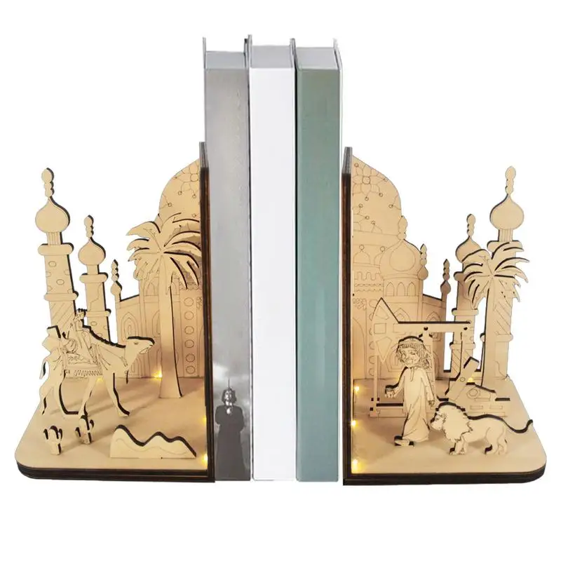 Сделай сам Деревянный 3D-книжный уголок с арабской этнической сценой, Миниатюрные наборы, Книжная полка, Декор для форзацев, Подарки ручной работы